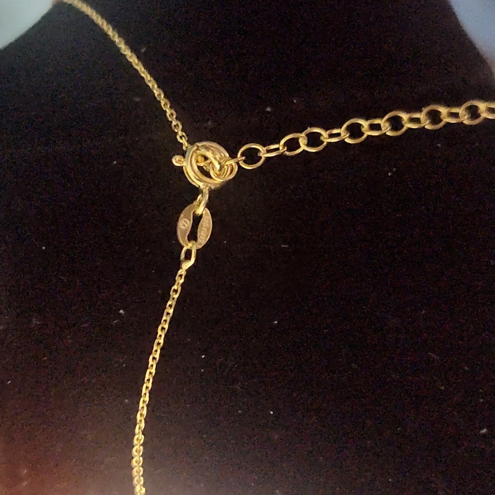 Authentic Chanel Gold and Blue Heart Pendant Necklace 925 Sterling 18k Plated - Picture 4 of 4